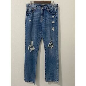 Aeropostale Jeans Mens Size 33 x 32 Blue Retro Style Wash Distressed Straight